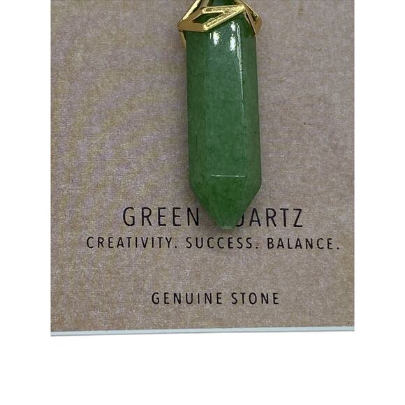 MACY'S Genuine Green Quartz Pendant Necklace w/ Gold Hardware/Chain NWT $80! - Picture 4 of 5